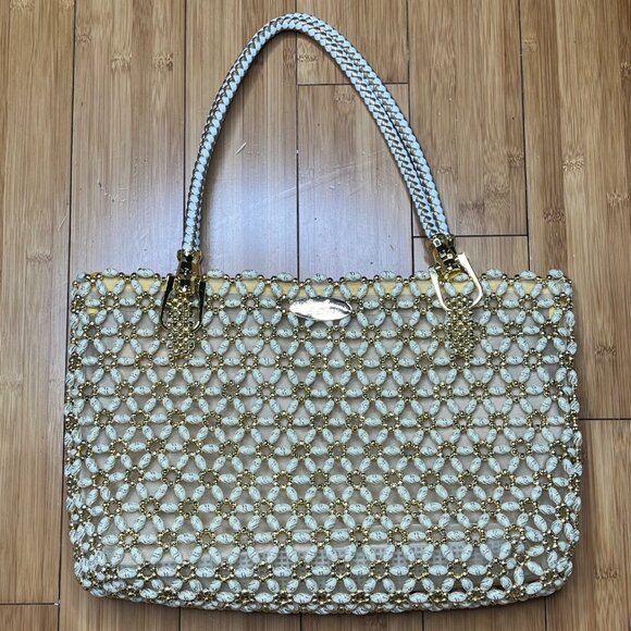 SBA Sefa Beaded Handbag With Gold Accents & White Faux Pearls - Picture 1 of 6